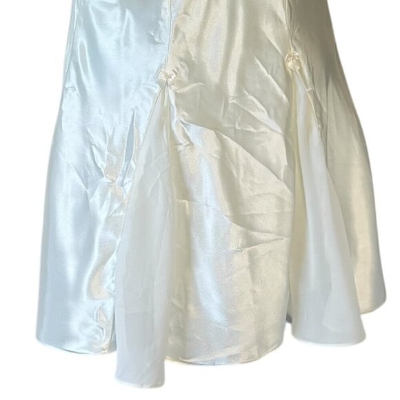 California Dynasty Beaded Lace Satin Nightie Vintage Vanilla Color Dress Mini L - Picture 3 of 7